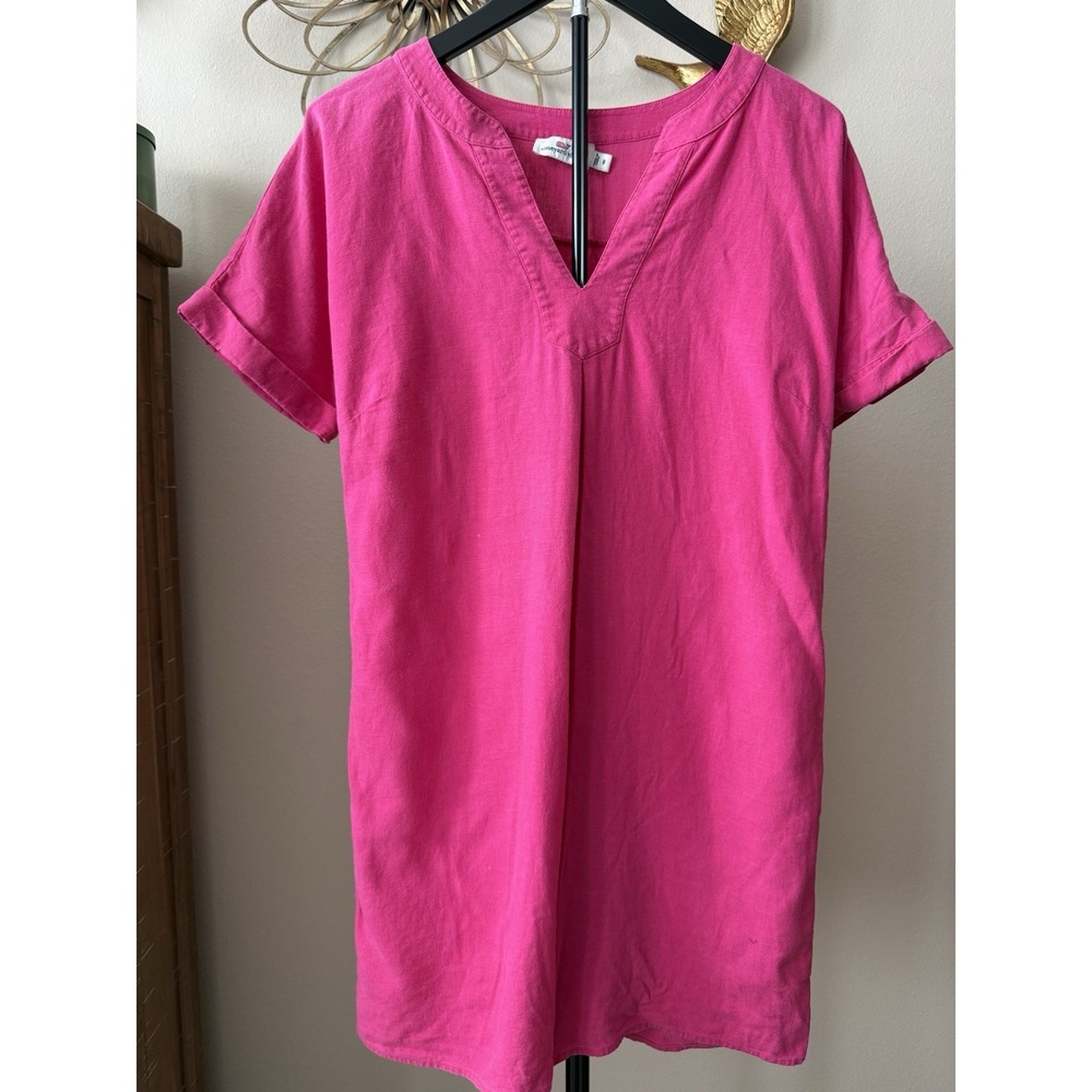 Vineyard Vines Pink Tunic Shift Dress Women Size 8 Short Sleeve Preppy Summer